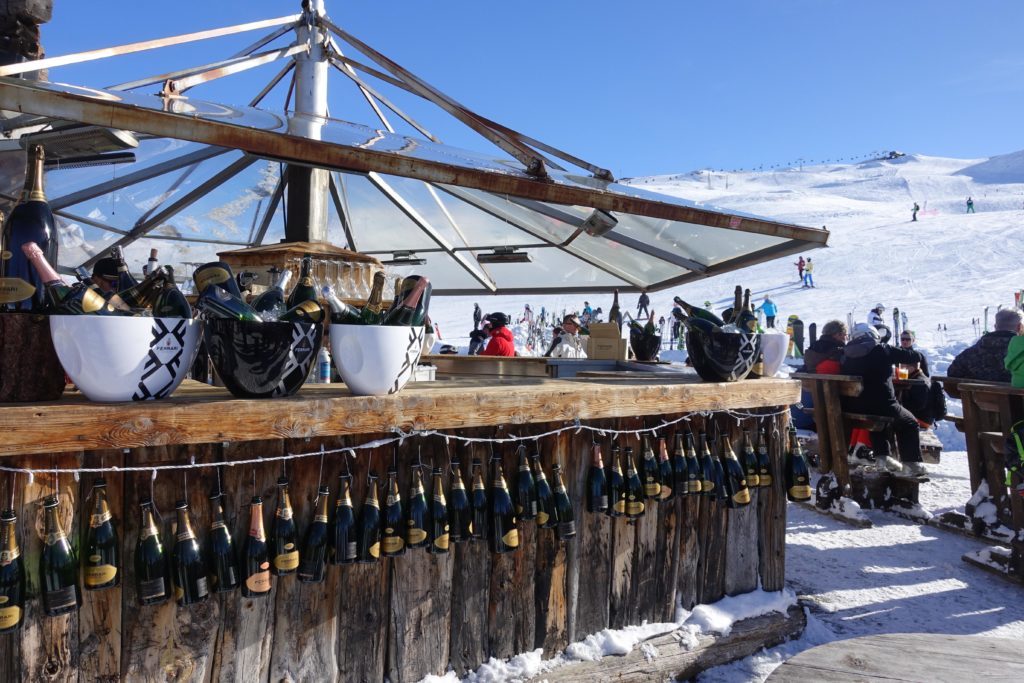 The Camanel Mountain Hut, the perfect place to take a break from Skiing in the Mottolino ski area, Livigno, Italy