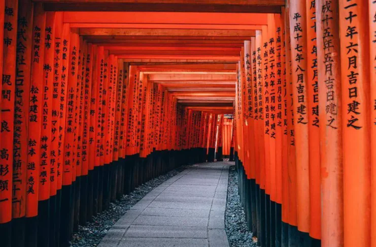 Sehenswürdigkeiten in Kyoto Torri Tore - Ein Highlight von Kyoto, Japan.