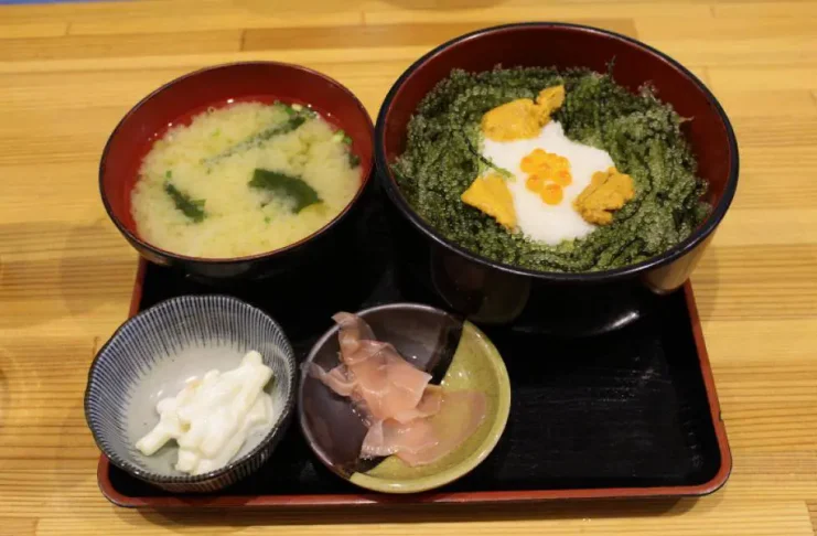 Einige der besten Speisen und Gerichte in Okinawa Mittagessen mit Umi budo in Japan.