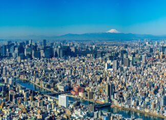 Tokio: Eine Stadt auf der Überholspur der Entwicklung Panorama über Tokio, Japan.
