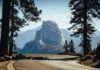 Unglaubliche Aktivitäten im Yosemite National Park Straße zum Half Dome im Yosemite National Park in Kalifornien, USA