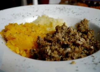 Das beste vegane Haggis in Edinburgh Veganer Haggis in Edinburgh, Schottland.