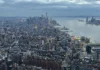 New York City im Winter Panorama Ausblick von The Edge auf Manhattan und New York City, USA.