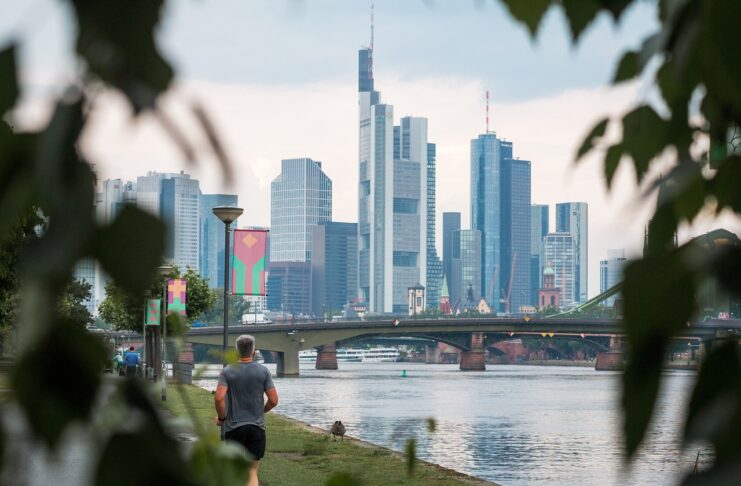 Frankfurt Walking Tour: Sehenswertes in vier Stunden Main und Skyline von Frankfurt.
