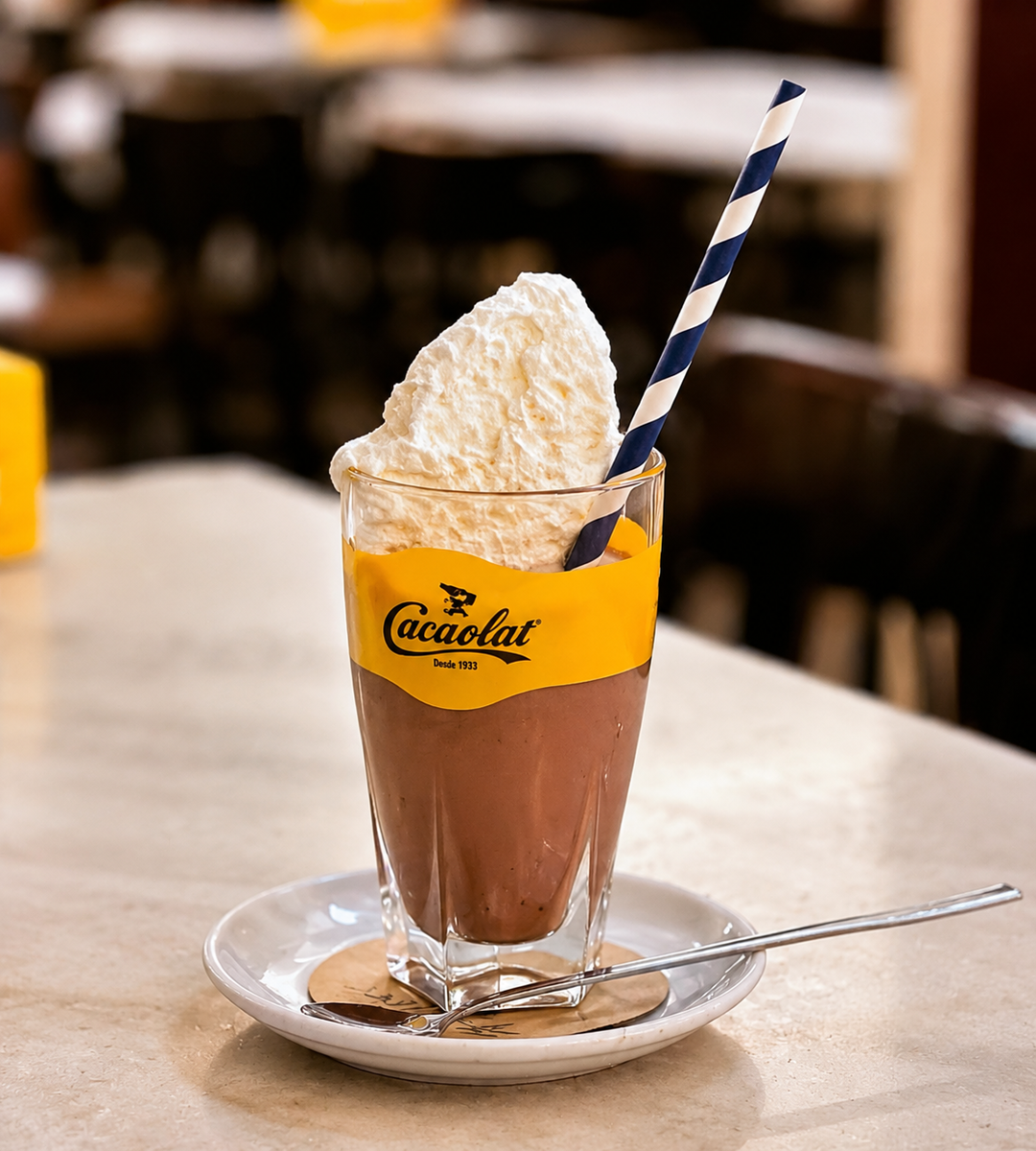 Frühstücks-Milchshake in Barcelona, Spanien
