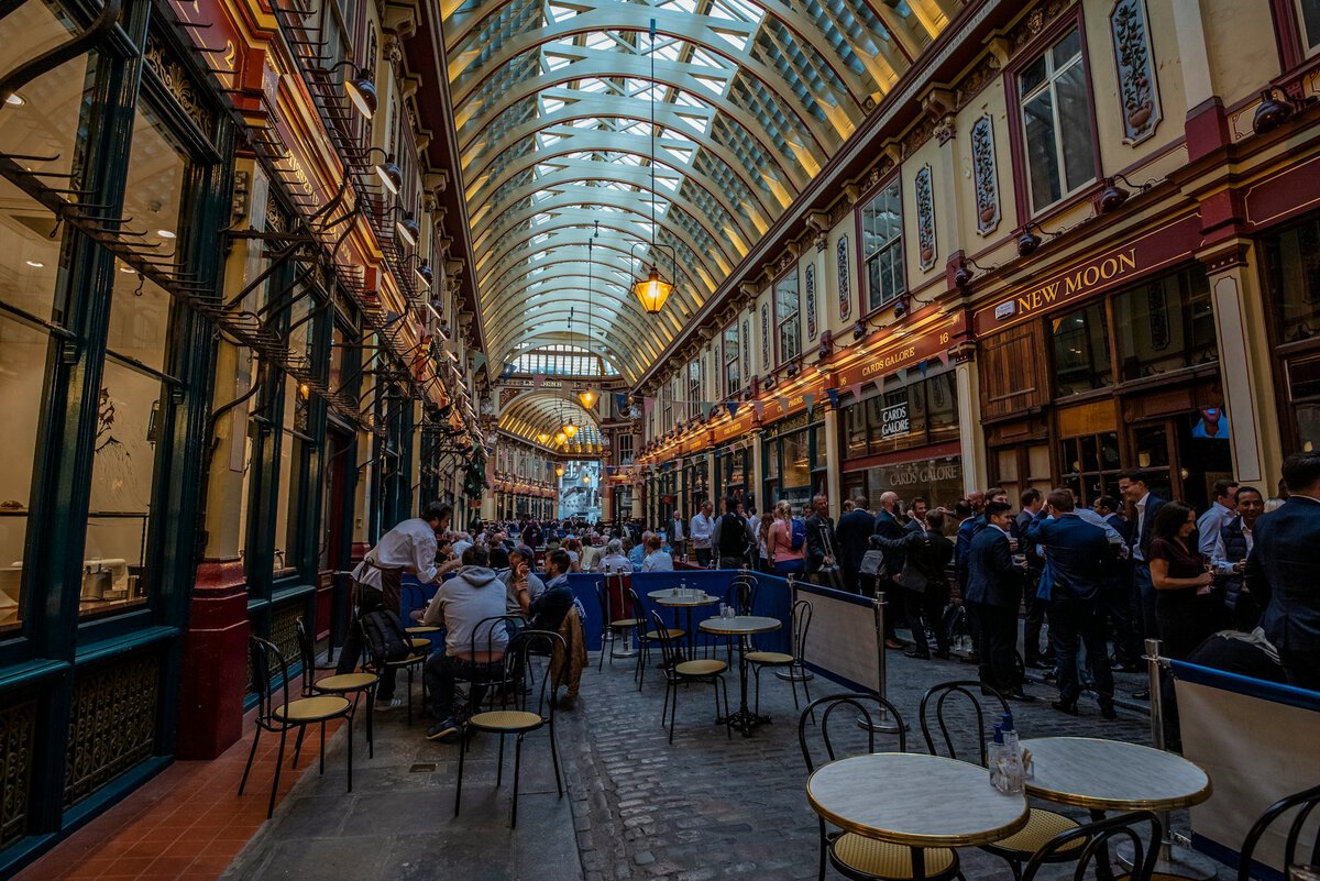 Leadenhall Market in London, UK.