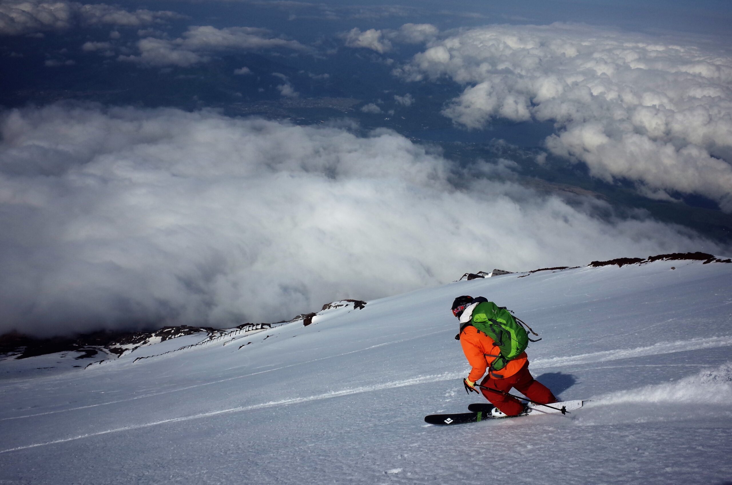Skifahren am Fuji, Japan